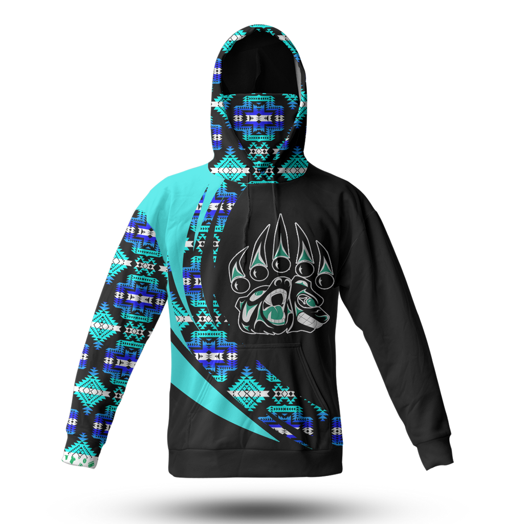 Powwow StoreHWM0065 Pattern Tribal Native 3D Hoodie With Mask