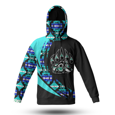 Powwow StoreHWM0065 Pattern Tribal Native 3D Hoodie With Mask