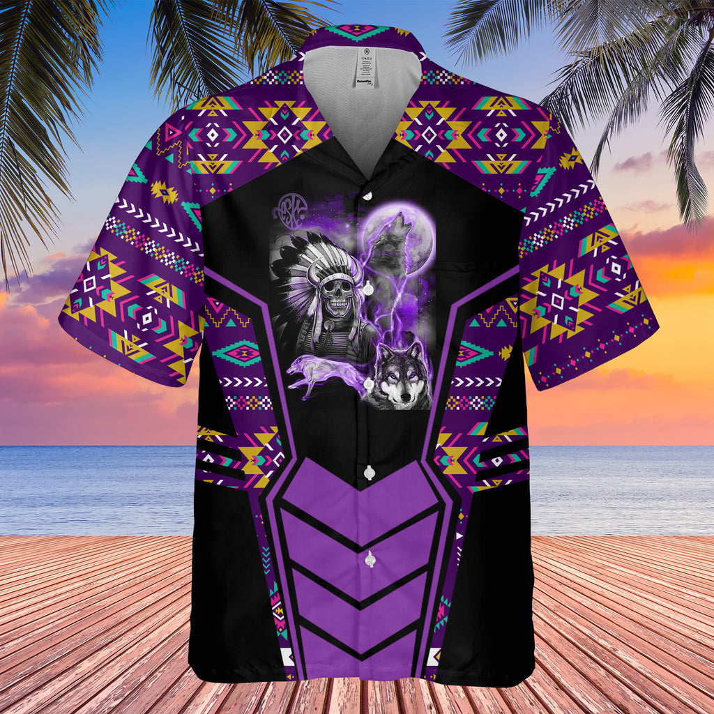 Powwow StoreGBHW000685 Tribe Design Native American Hawaiian Shirt 3D