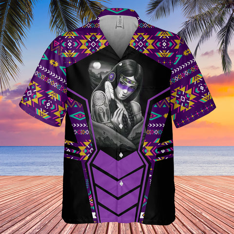 Powwow StoreGBHW000687 Tribe Design Native American Hawaiian Shirt 3D