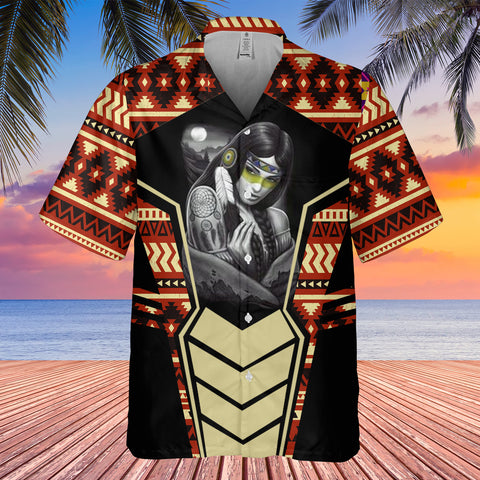 Powwow StoreGBHW000688 Tribe Design Native American Hawaiian Shirt 3D