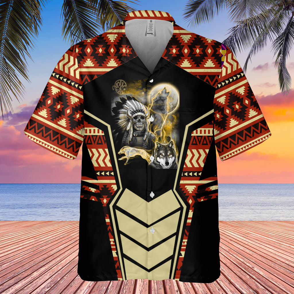 Powwow StoreGBHW000689 Tribe Design Native American Hawaiian Shirt 3D