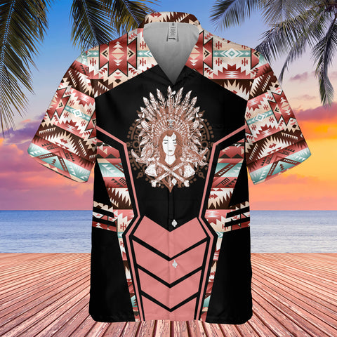 Powwow StoreGBHW000693 Tribe Design Native American Hawaiian Shirt 3D