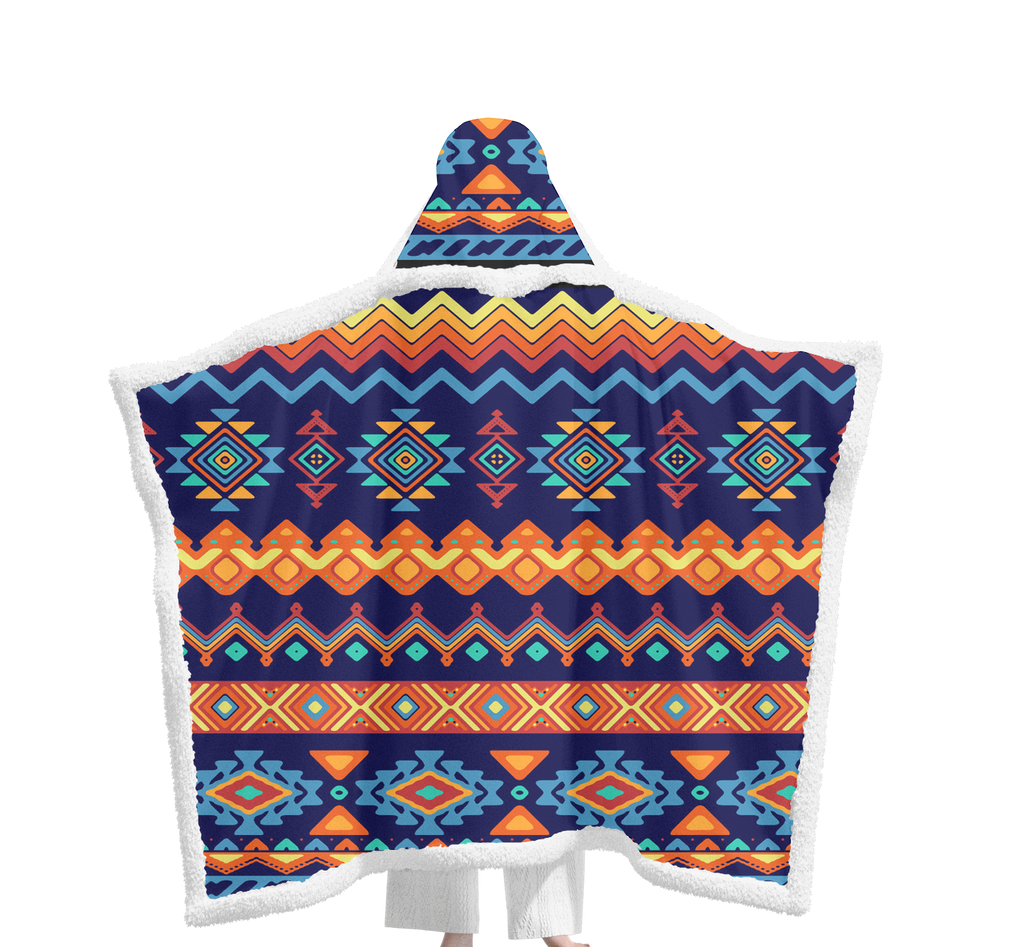 GB-HS00015 Pattern Native Wearable Hooded Blanket