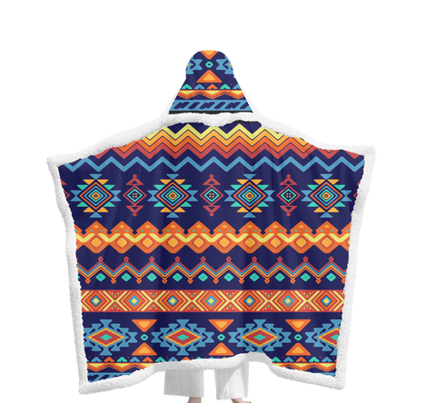GB-HS00015 Pattern Native Wearable Hooded Blanket