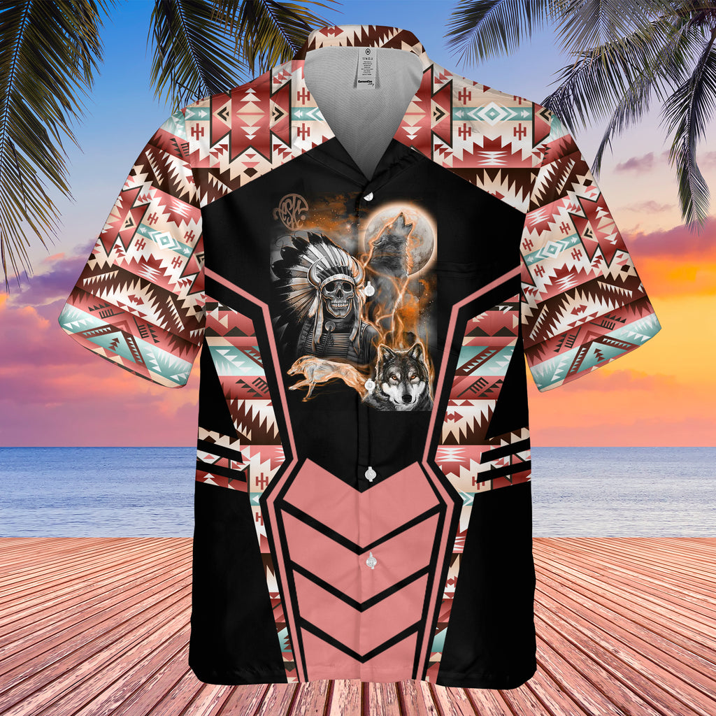 Powwow StoreGBHW000694 Tribe Design Native American Hawaiian Shirt 3D