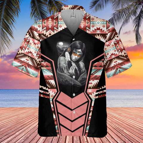 Powwow StoreGBHW000695 Tribe Design Native American Hawaiian Shirt 3D