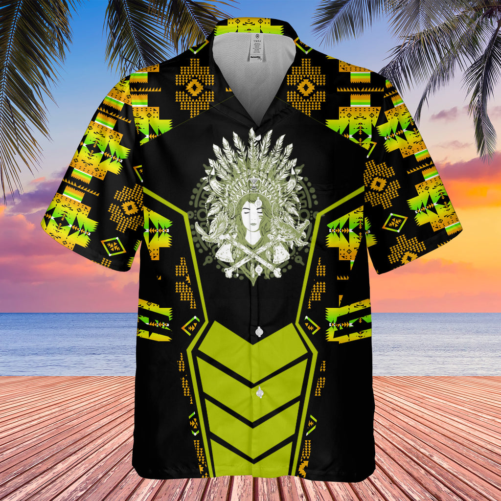 Powwow StoreGBHW000697 Tribe Design Native American Hawaiian Shirt 3D