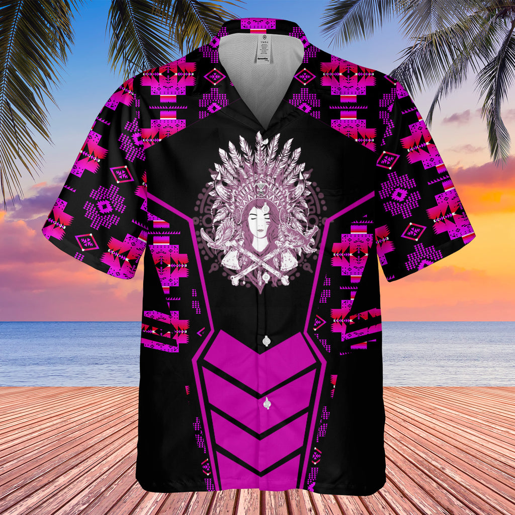 Powwow StoreGBHW000699 Tribe Design Native American Hawaiian Shirt 3D