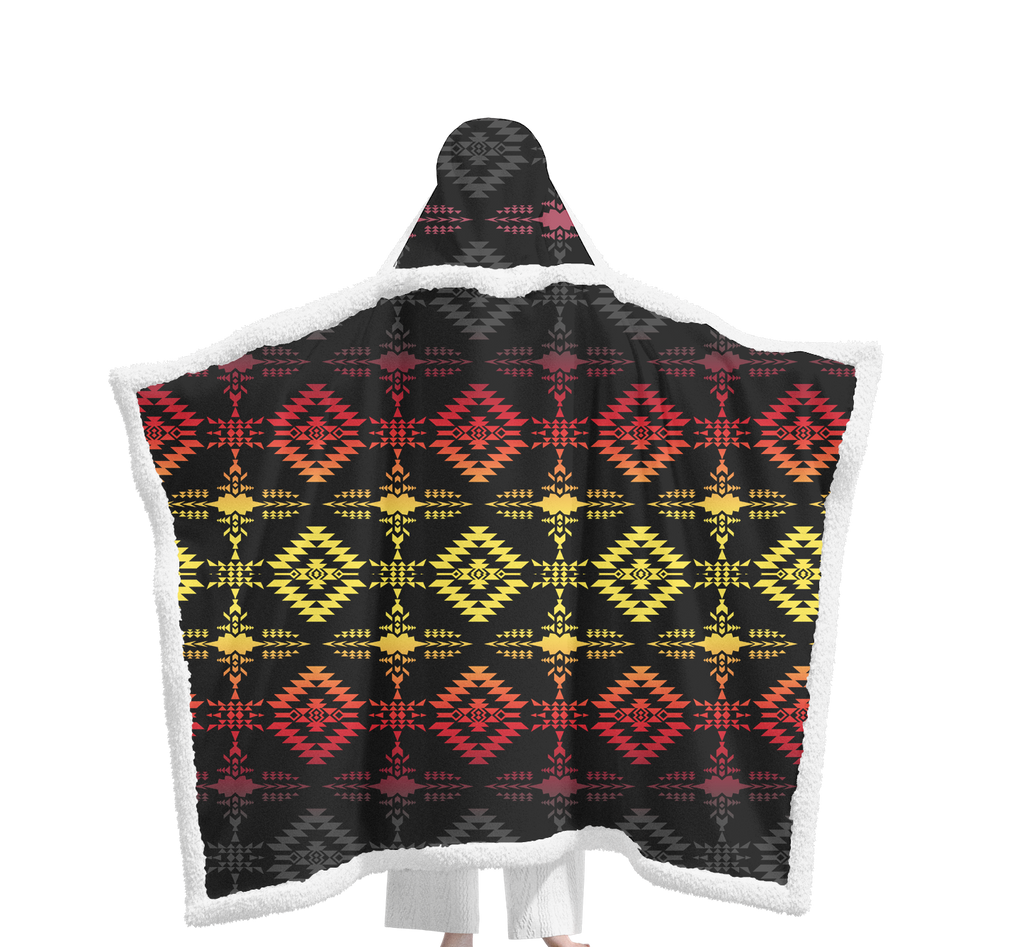 Powwow StoreGBNAT00684 Pattern Native Wearable Hooded Blanket