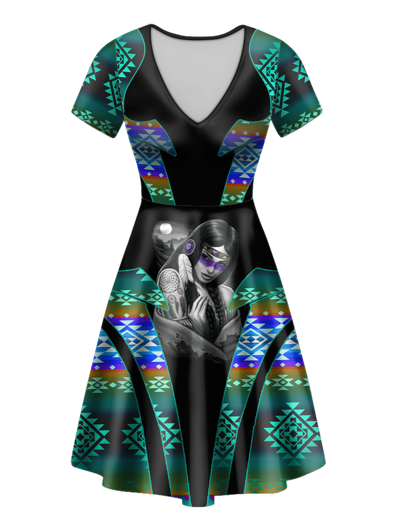 V-ND0072 Pattern Native V-Neck Dress
