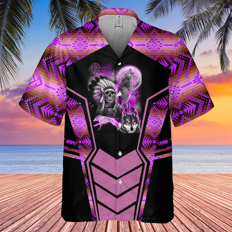 Powwow StoreGBHW000700 Tribe Design Native American Hawaiian Shirt 3D