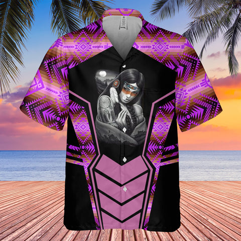 Powwow StoreGBHW000702 Tribe Design Native American Hawaiian Shirt 3D