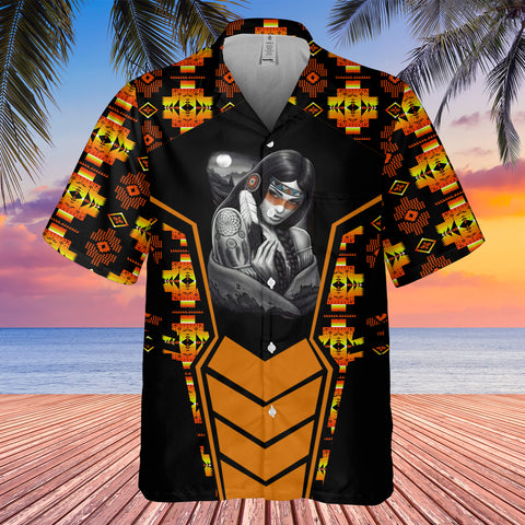 Powwow StoreGBHW000703 Tribe Design Native American Hawaiian Shirt 3D