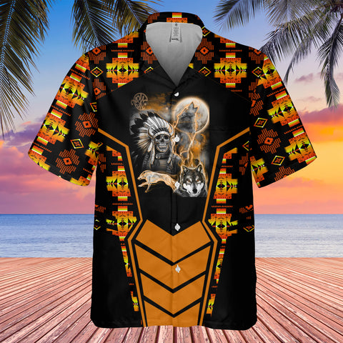 Powwow StoreGBHW000704 Tribe Design Native American Hawaiian Shirt 3D