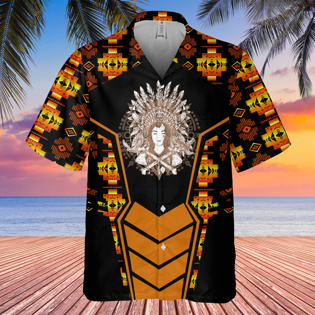 Powwow StoreGBHW000705 Tribe Design Native American Hawaiian Shirt 3D