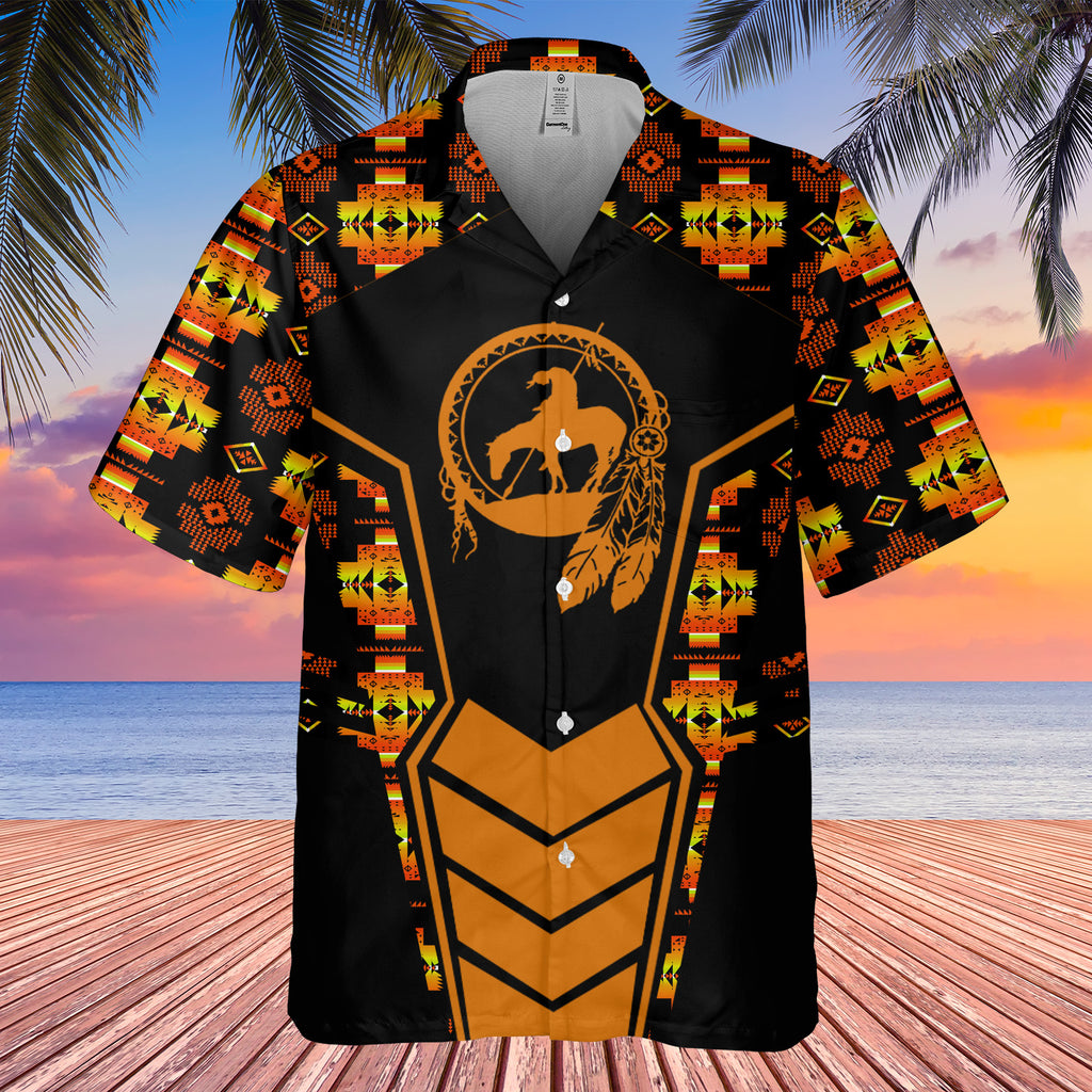 Powwow StoreGBHW000707 Tribe Design Native American Hawaiian Shirt 3D