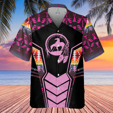 Powwow StoreGBHW000708 Tribe Design Native American Hawaiian Shirt 3D