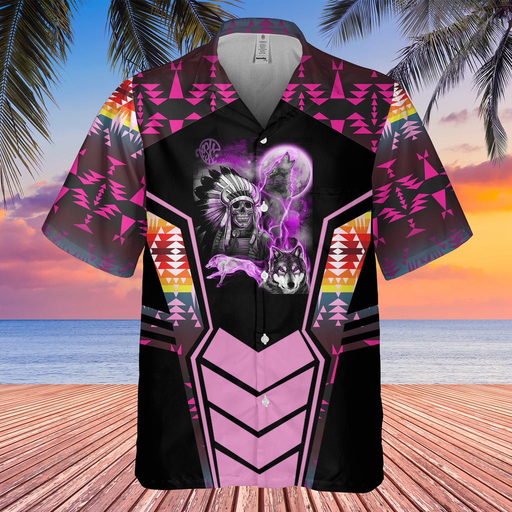 Powwow StoreGBHW000710 Tribe Design Native American Hawaiian Shirt 3D