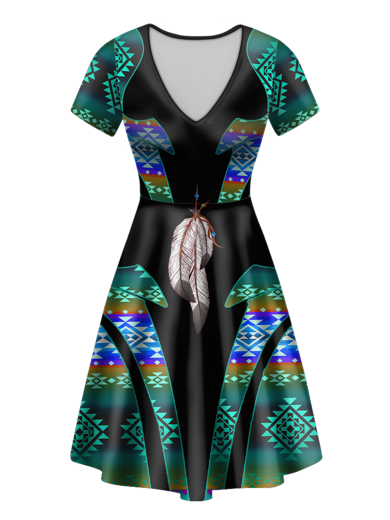 V-ND0073 Pattern Native V-Neck Dress