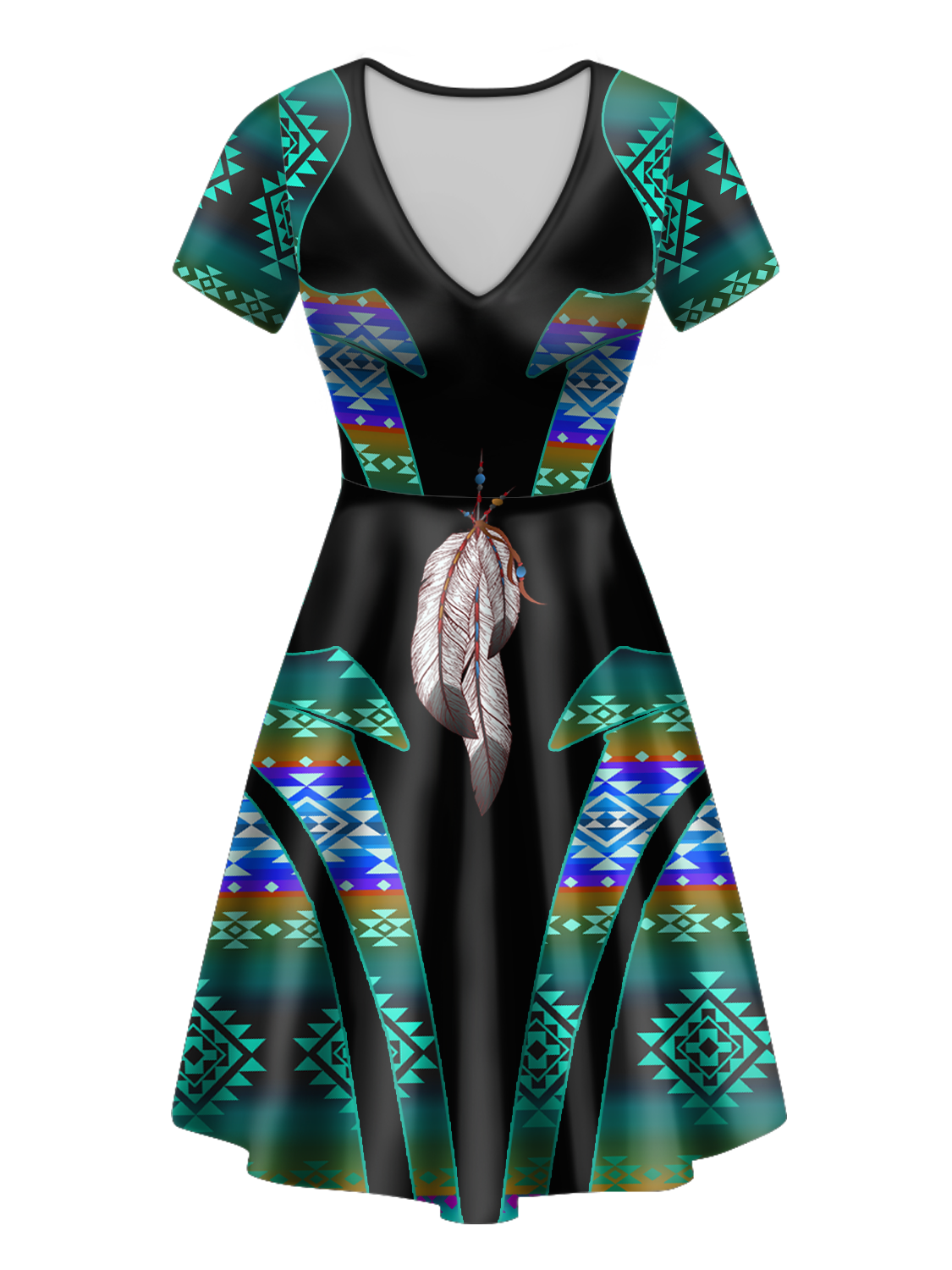 Powwow StoreVND0073 Pattern Native VNeck Dress
