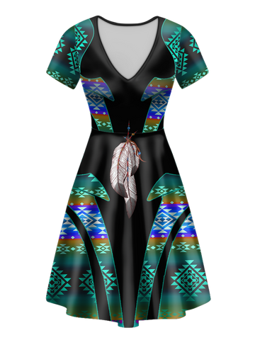V-ND0073 Pattern Native V-Neck Dress
