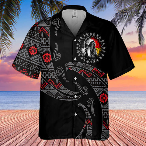 Powwow StoreGBHW001056 Tribe Design Native American Hawaiian Shirt 3D