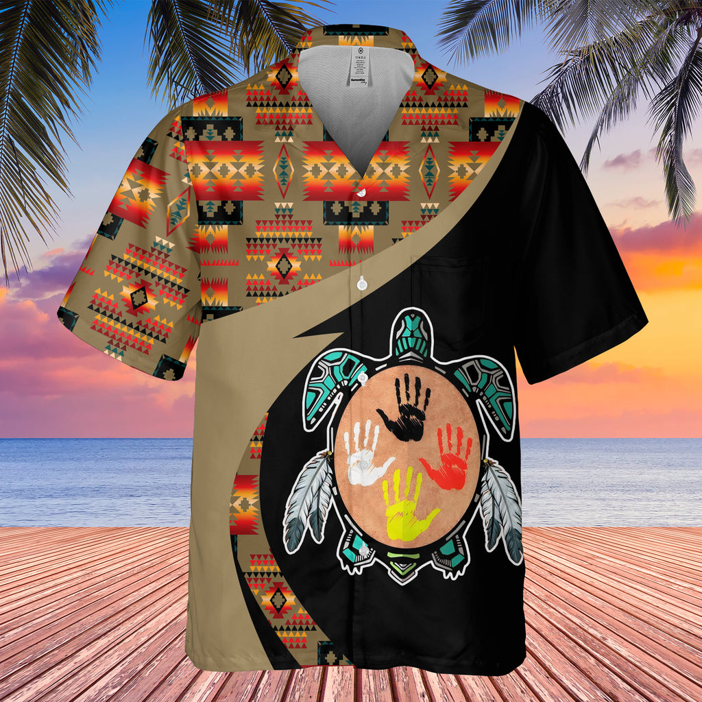 Powwow StoreGBHW000961 Tribe Design Native American Hawaiian Shirt 3D