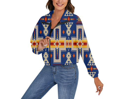 GB-NAT00062-04 Pattern Native American Women's Zip Jacket