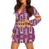 Powwow StoreGBNAT0006207 Pattern Native American Women's Vneck dress