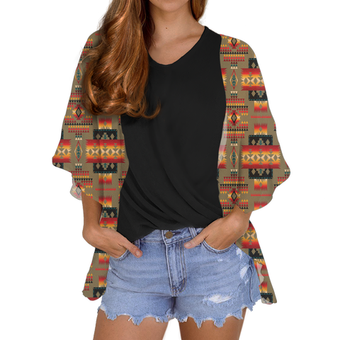 GB-NAT00046-04  Tribe Design Native Women's Cardigan Chiffon Shirt