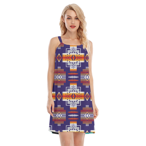 Powwow StoreGBNAT0004 Native  Design Women's Oneck Cami Dress