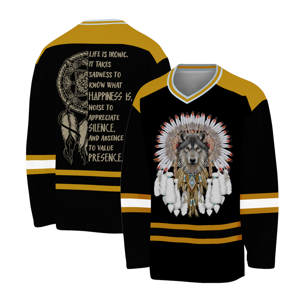 BJ0001779 Bear Symbol Native American Hockey Jersey