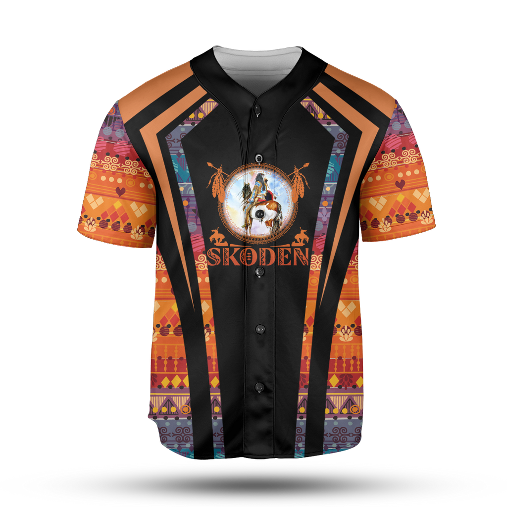 Powwow StoreBJ0007 Pattern Native Baseball Jersey