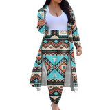 Powwow StoreGBNAT00319 Tribe Design Native American Cardigan Coat Long Pant Set