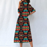 GB-NAT00046-02 Pattern Native Women's Elastic Waist Dress