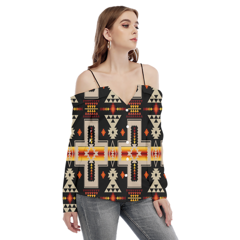 GB-NAT00062-01 Pattern Native Women’s Women's V-neck Cami Blouse