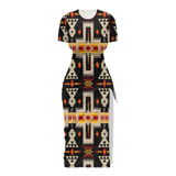 Powwow StoreGBNAT0006201 Pattern Native Women's Slit Sheath Dress