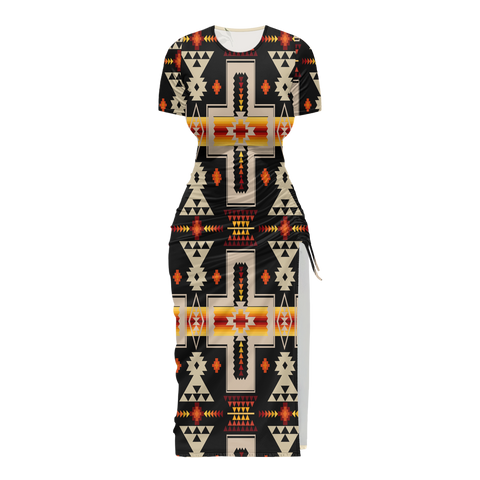 Powwow StoreGBNAT0006201 Pattern Native Women's Slit Sheath Dress