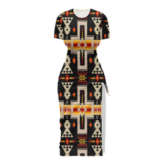 Powwow StoreGBNAT0006201 Pattern Native Women's Slit Sheath Dress