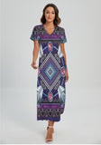 Powwow StoreGBNAT0002303 Pattern Native Vneck Dress With Side Slit