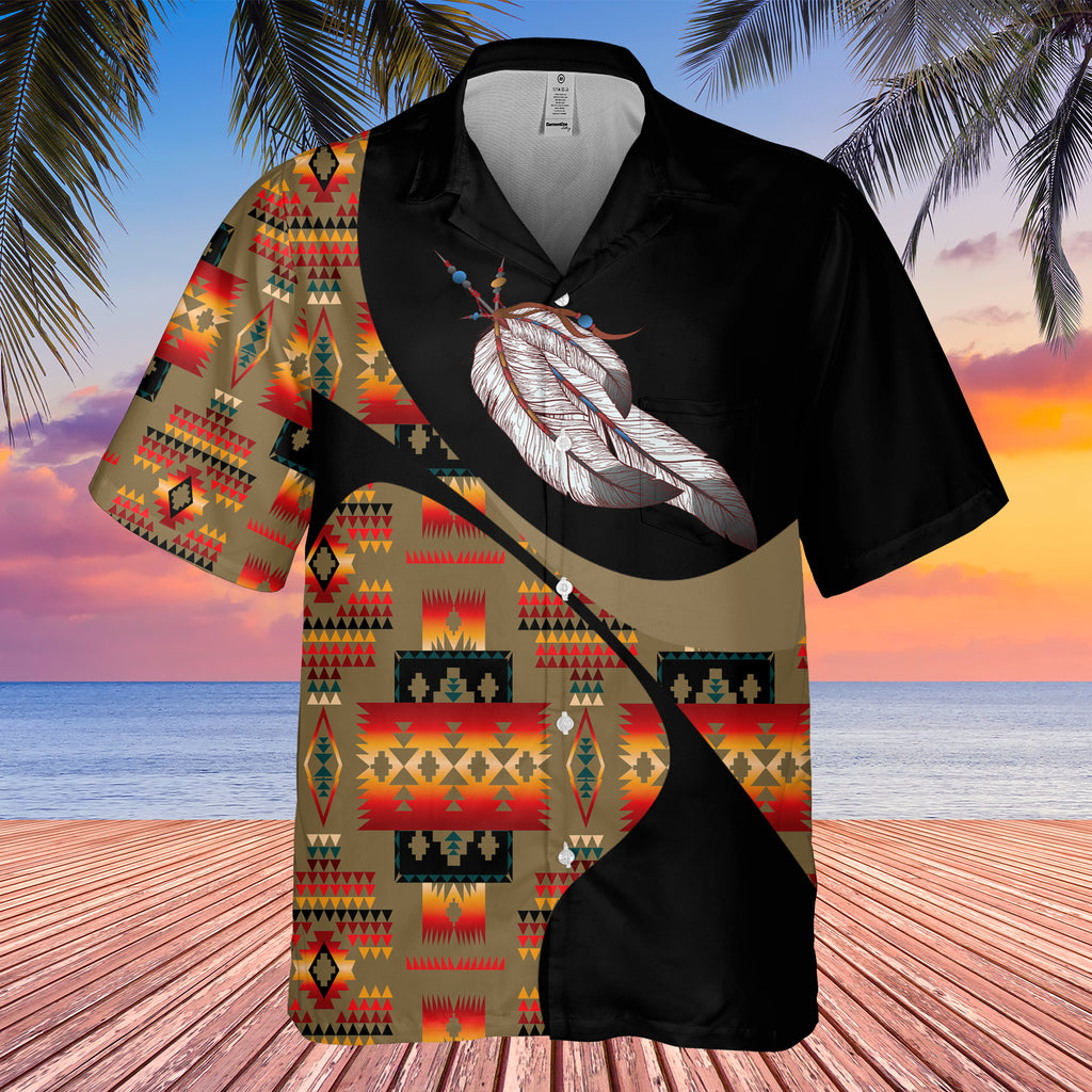 Powwow StoreGBHW001042 Tribe Design Native American Hawaiian Shirt 3D