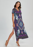 Powwow Storegb nat00023 03 pattern native v neck dress with side slit