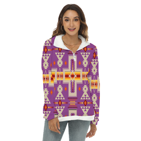 GB-NAT00062-07 Native American Women's Borg Fleece Sweatshirt