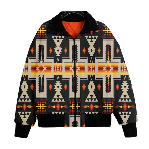 GB-NAT00062-01 Pattern Native American Unisex Knitted Fleece Lapel Outwear