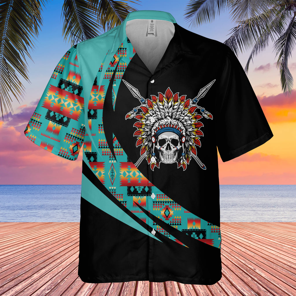 Powwow StoreGBHW000711 Tribe Design Native American Hawaiian Shirt 3D