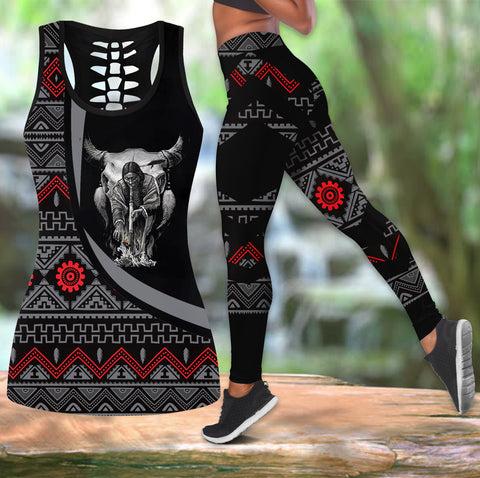 Powwow StoreCOMB2075 Pattern  Native Hollow Tank Top And Legging Sets