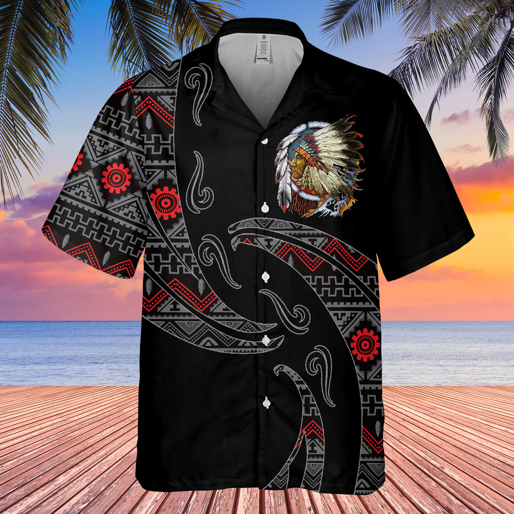 Powwow StoreGBHW001060 Tribe Design Native American Hawaiian Shirt 3D