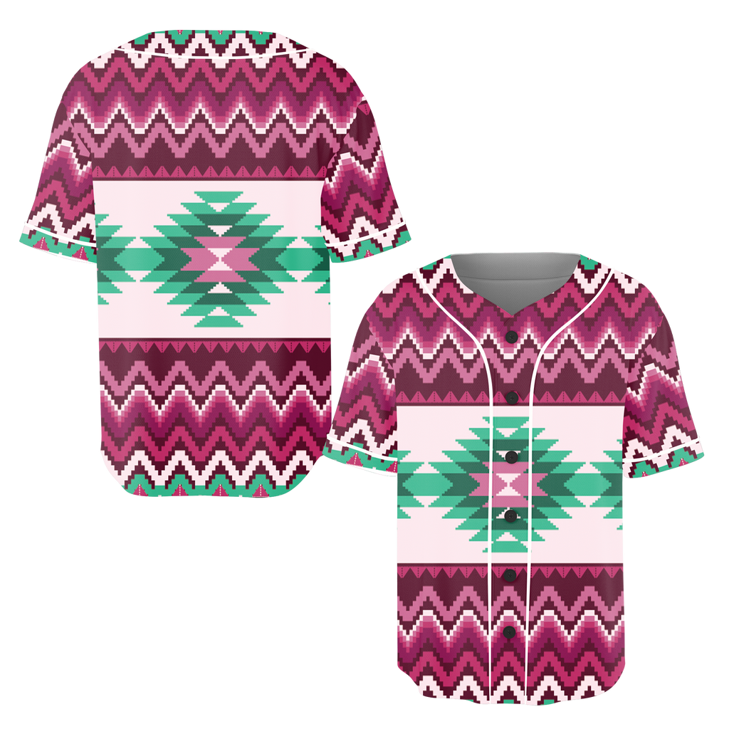 Powwow StoreSWD0002 Pattern Native Baseball Jersey