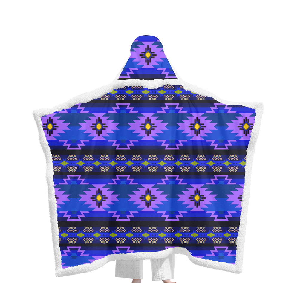 GB-NAT00753 Pattern Native Wearable Hooded Blanket